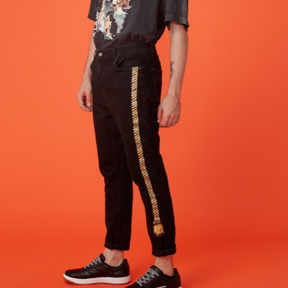 Black High Rise Skinny Jeans with Rope Detail
